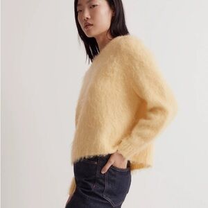 Madewell Fuzzy Scoop-Neck Sweater in Pale Yellow